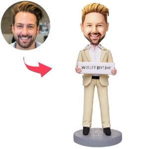 World's Best Boss Businessman Custom Bobbleheads With Engraved Text